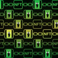 NFT non-fungible tokens art and collectables in green, blockchain technology to create unique digital items for crypto art, crypto-collectible