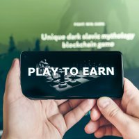Play to earn logo in mobile phone