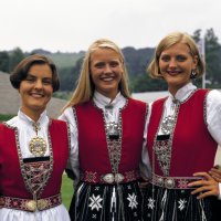 Norwegian women in traditional costume