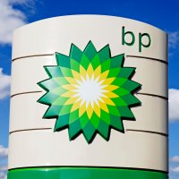 The BP logo in front of a blue sky