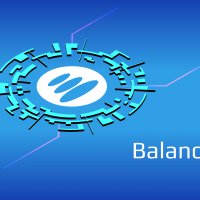 A large graphic of Balancer logo against a blue background 