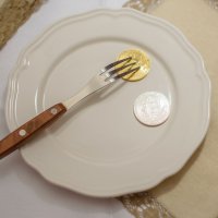 Coins carrying Bitcoin Cash logo on plate with fork