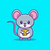 A cartoon mouse holding cheese
