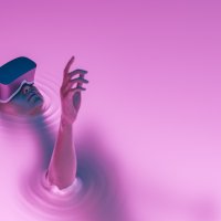 Graphic of woman wearing VR headset