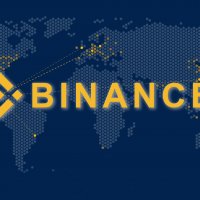 Binance logo with a world map background