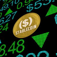Stablecoin written on a wall of prices