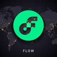 Flow crypto currency digital payment system blockchain concept. Cryptocurrency isolated on earth night lights world map background.