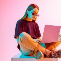 Photo of woman with laptop