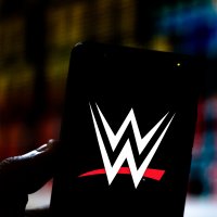 World Wrestling Entertainment (WWE) logo displayed on a smartphone