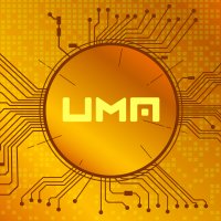 UMA cryptocurrency symbol on gold background
