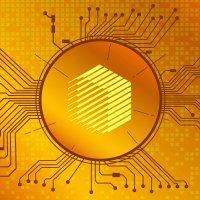 A REN coin on a gold graphic background