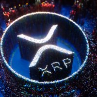 XRP coin on black background