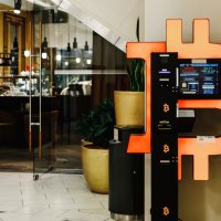 A bitcoin ATM machine in Riga, Latvia
