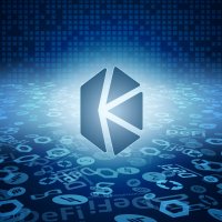 Kyber logo between two nodal icons, various DeFi logos in background, blue hue – Photo: Shutterstock