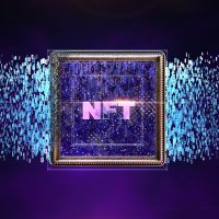 Digital-style image of the letters NFT in a frame
