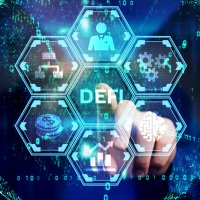 Digital interface with various icons showing DeFi ecosystem – Photo: Shutterstock