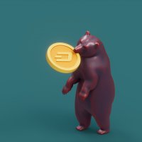 Bear holding a DASH coin in its mouth