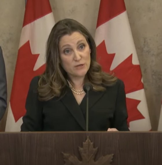 Canadian federal finance minister Chrystia Freeland on 14 February 