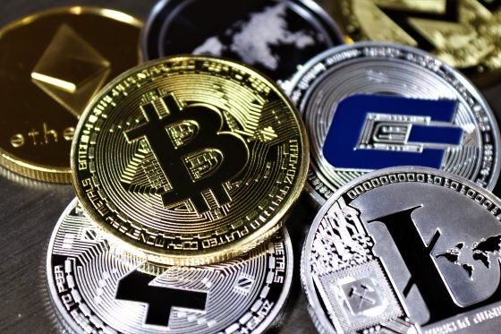 A variety of cryptocurrency coins