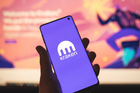 Kraken logo on smartphone screen