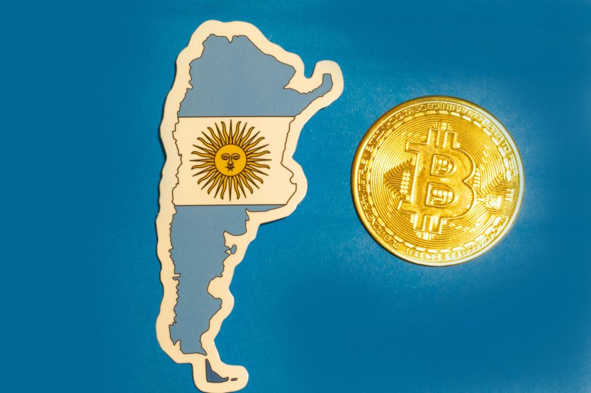Argentina flag with bitcoin