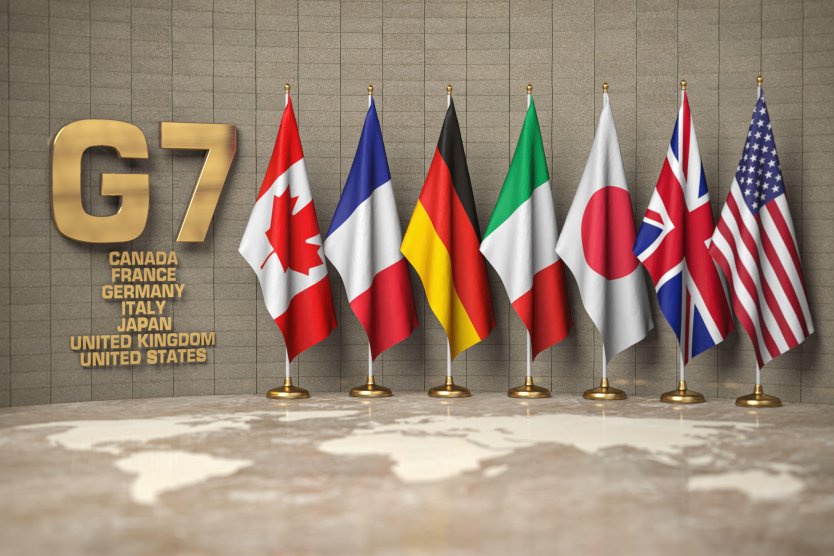 Row from flags of members of G7 group