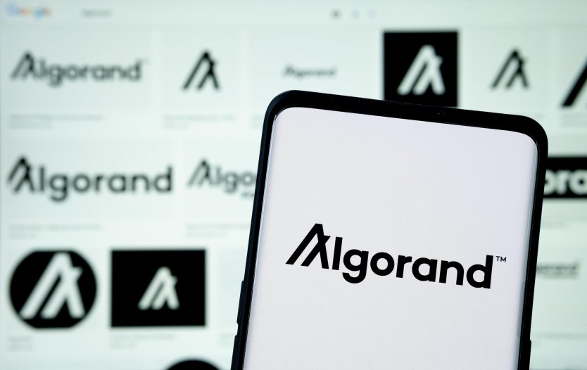 Algorand logo on a smartphone