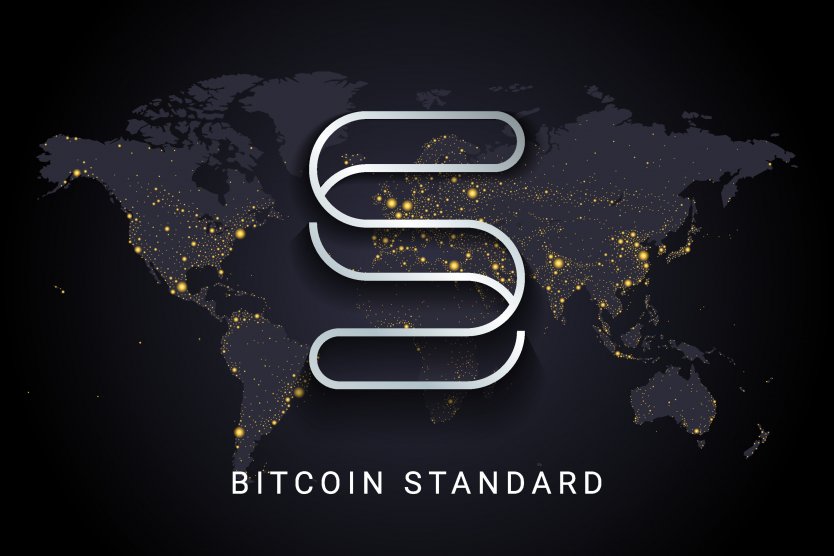 The Bitcoin Standard Hashrate Token logo in front of a world map