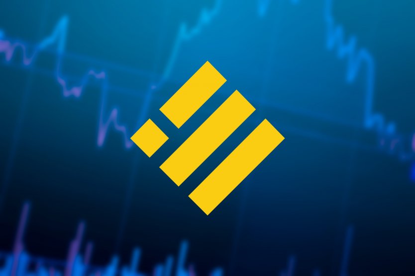 The Binance USD logo in front of a blue price graph