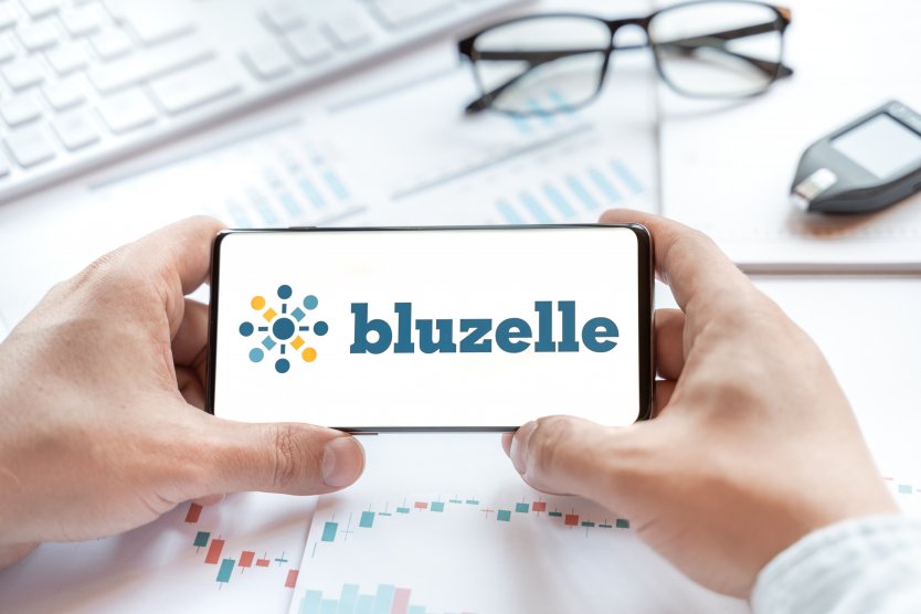 The Bluzelle logo on a phone