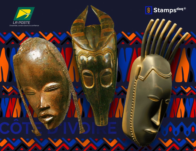 The first African NFT stamps sample, featuring masks