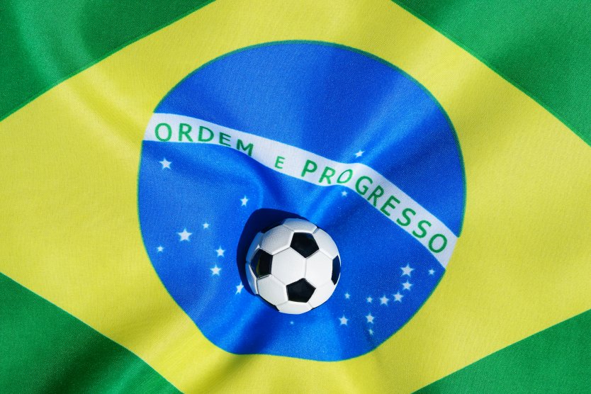 Football on Brazilian flag