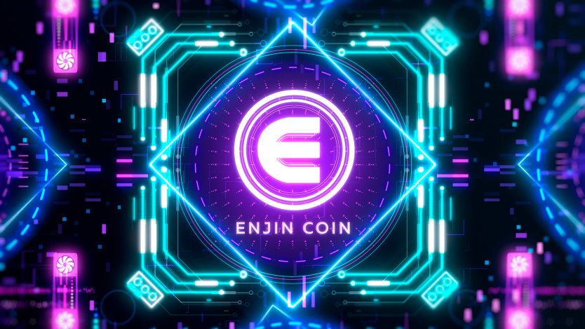 The Enjin logo with neon shapes