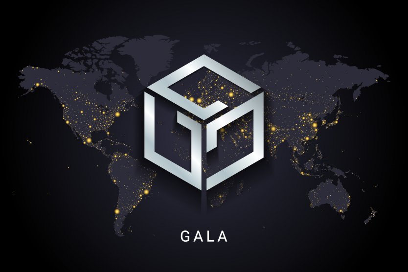 Gala coin logo and name is overlaid on a world map