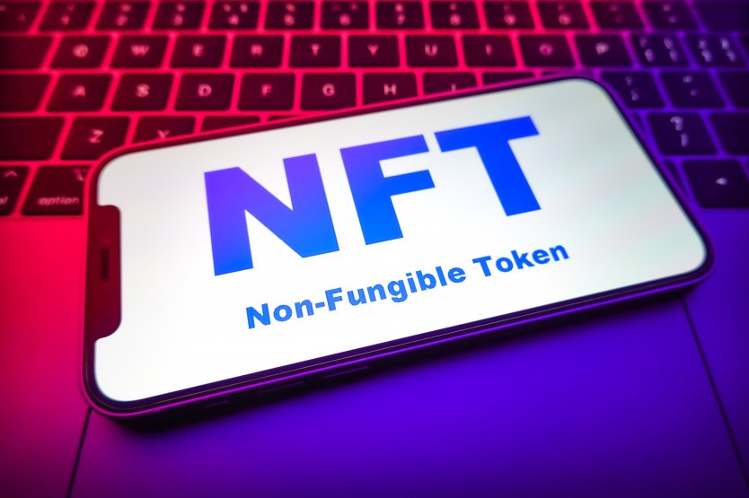 Non-fungible token (NFT) image on a smartphone screen