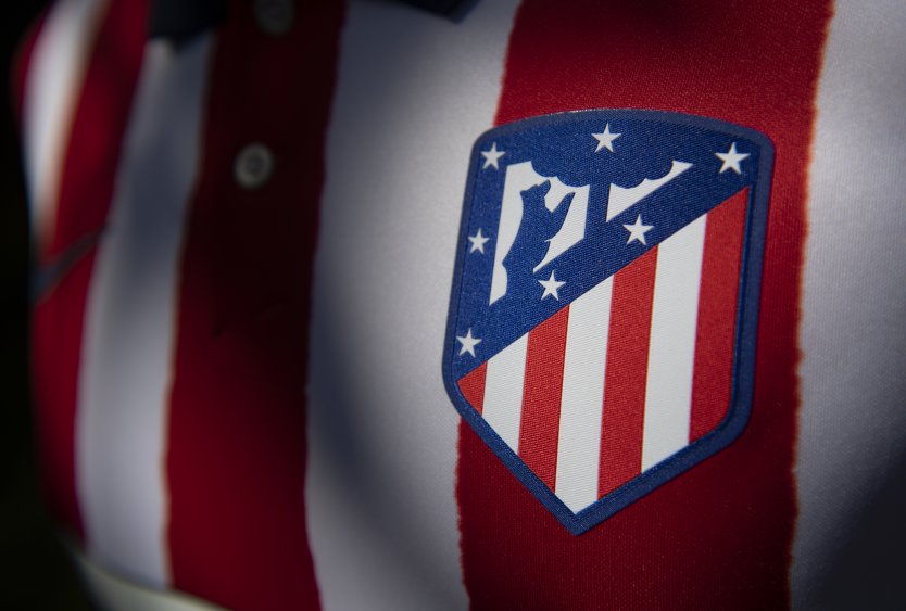 The Atletico de Madrid home shirt in close-up