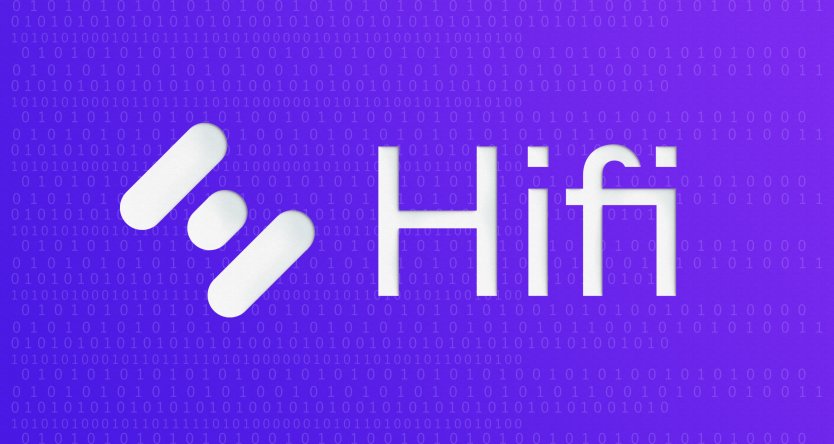 Hifi written on a purple background
