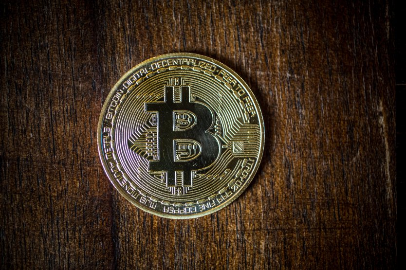 Bitcoin logo on a coin
