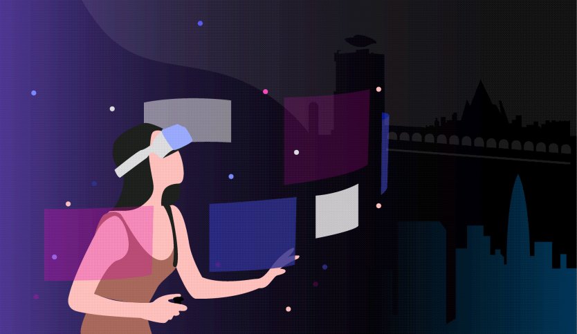An illustration of a person wearing a virtual reality headset