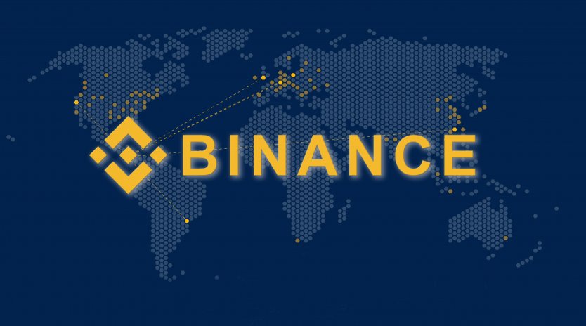 Binance logo with a world map background