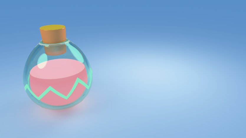 Smooth Love Potion logo, showing a pink liquid in a potion bottle, with a graph line in green etched around the glass