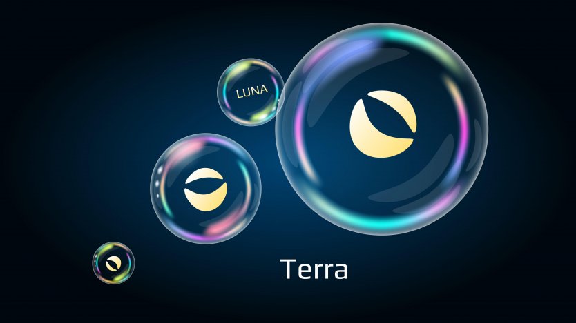 The logo of Terra Luna coin in three bubbles