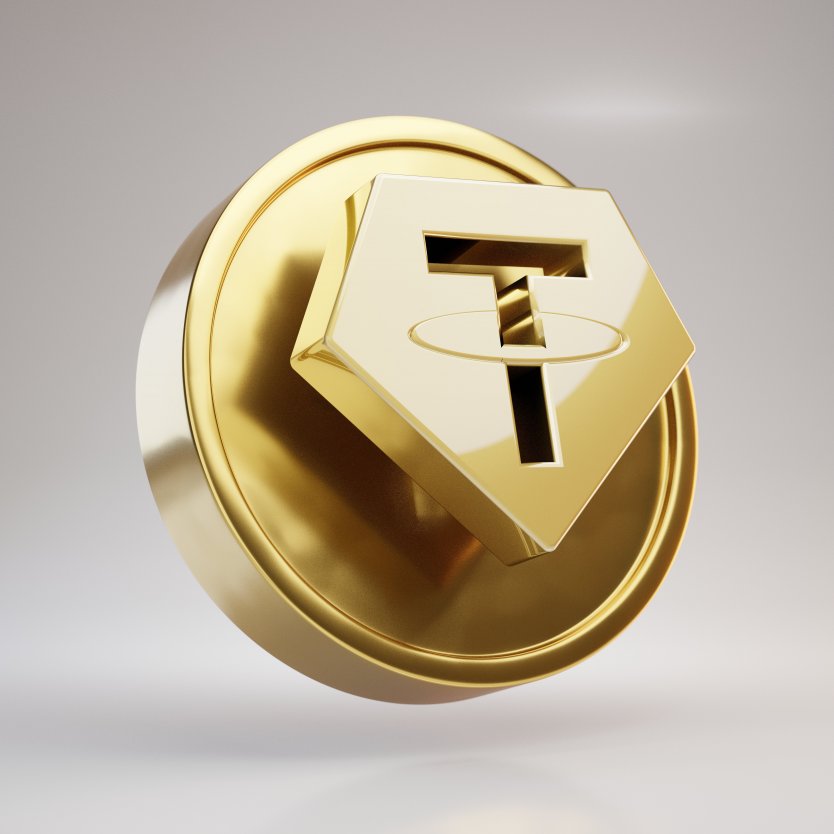 The Tether Gold logo on a coin