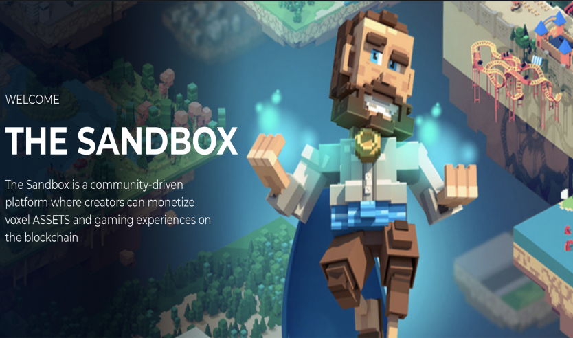 Schermata introduttiva al gioco virtuale The Sandbox