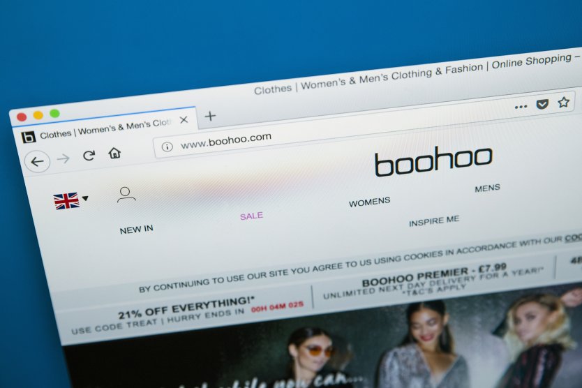 Homepage of the official website for the clothing brand Boohoo