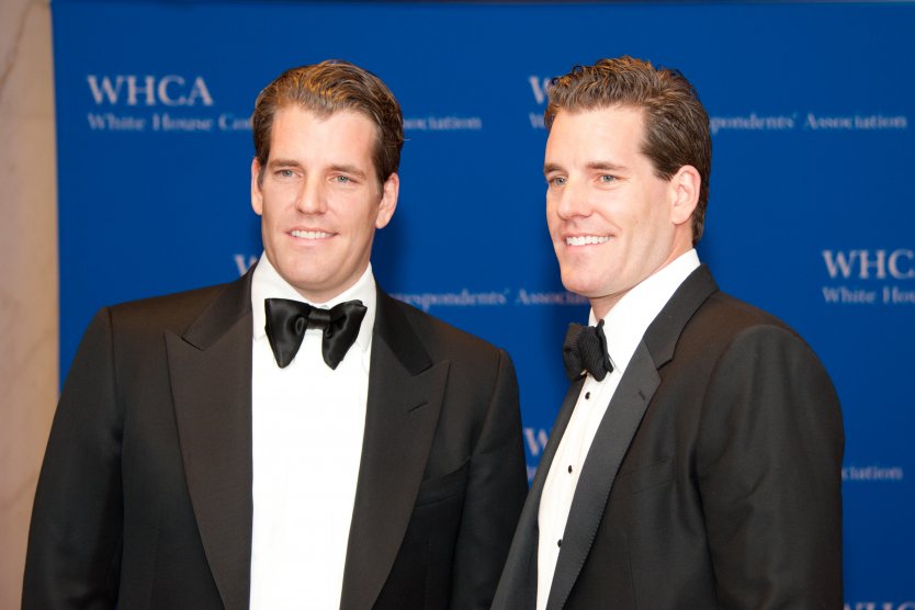 A photograph of Cameron and Tyler Winklevoss arrive at the White House Correspondents Association Dinner 