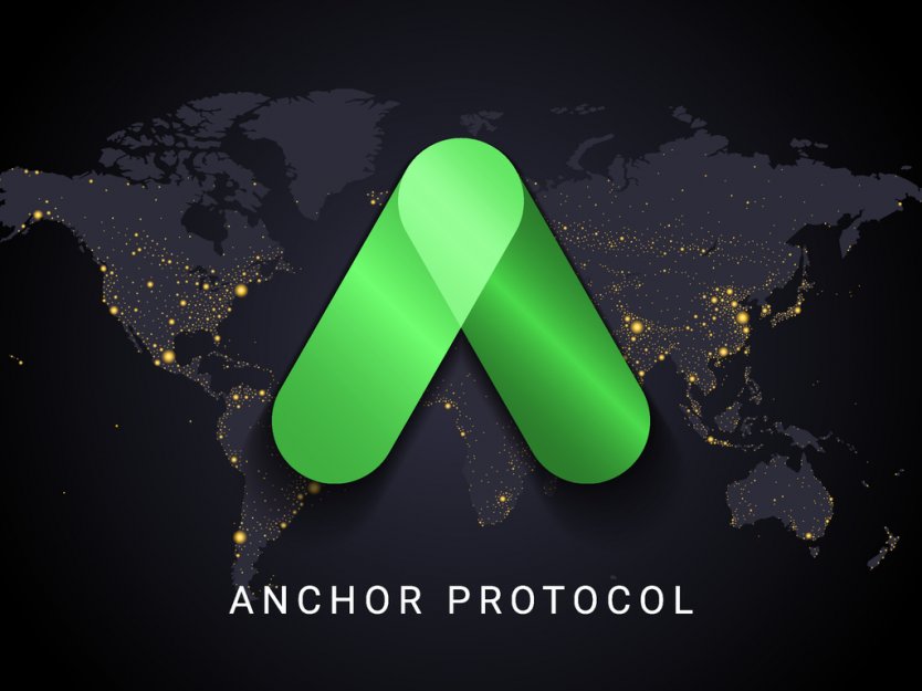Anchor Protocol logo layered over a world map