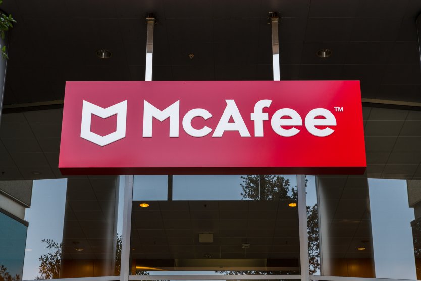 Building with McAfee sign