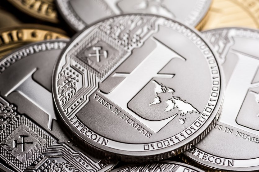 Representation of a pile of silver LTC tokens