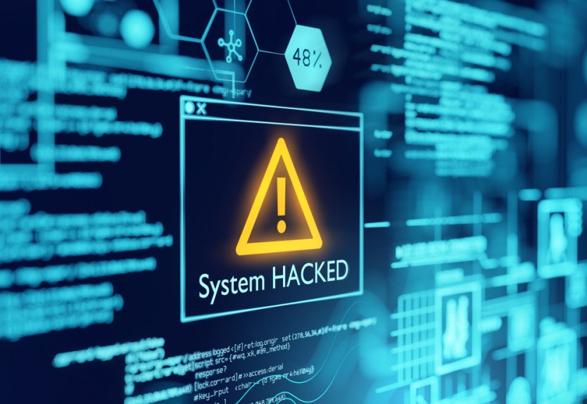 A computer popup box screen warning of a system being hacked, compromised software enviroment. 3D illustration